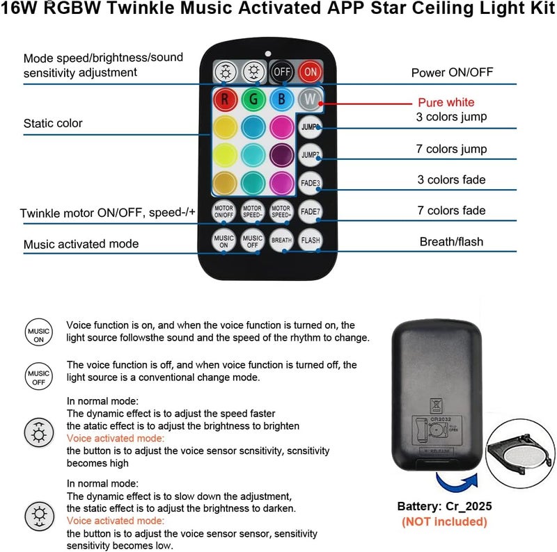 AKEPO Small Size 16W APP Twinkle Fiber Optic Lights, 650pcs 9.8ft/3m 0.03in Optical Fiber Music Activated Star Ceiling Light Kit for Car Truck Starlight Headliner/Home - Image 3